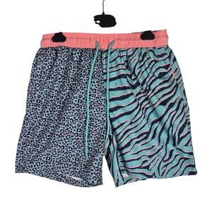 No Boundaries Mens Swim Trunks size M Animal Print Zebra Patchwork Drawstring